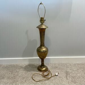 Vintage | Soild Brass Tall Etched Bohemian Boho Lamp MCM Stunning Working Light